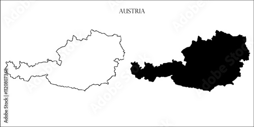 Austria Blank Map, Austria Map Outline Vector Image