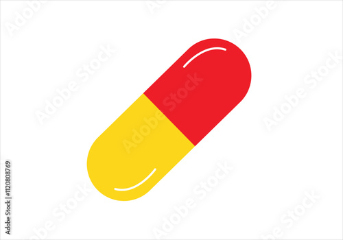 Flat Design Capsule Icon. Clean and Versatile Illustrations for Pharmacy, Wellness. Capsule Silhouette Icon.