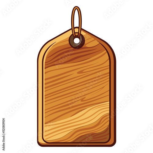 Blank wooden tag with a natural finish perfect for labeling crafting or gift tagging vector Isolated on white background.