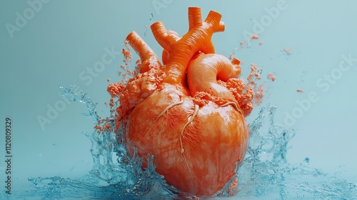 Frantic Beating of a Dying Heart - A tight close-up of a human heart, pulsing erratically under pale, sweaty skin. photo