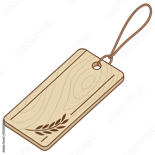 Blank wooden tag with a natural finish perfect for labeling crafting or gift tagging vector Isolated on white background.