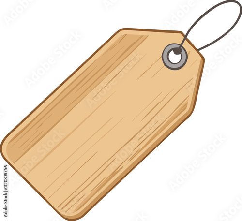 Blank wooden tag with a natural finish perfect for labeling crafting or gift tagging vector Isolated on white background.