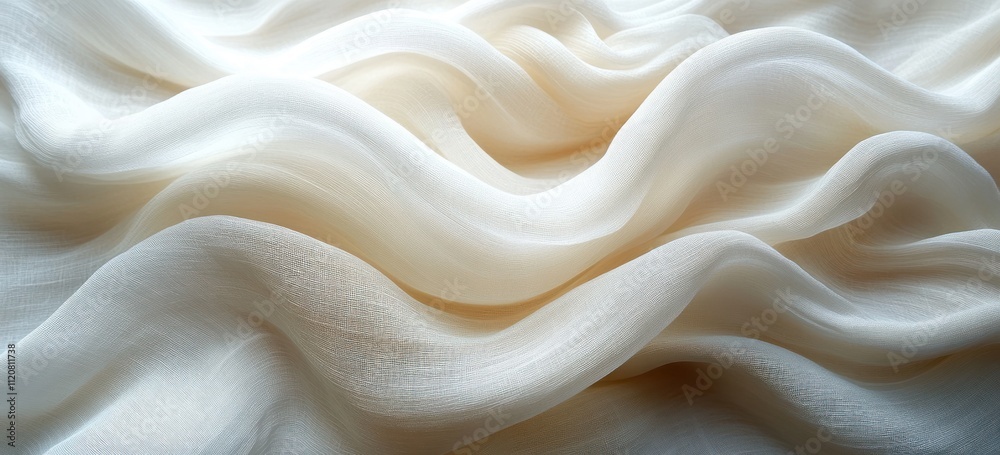 Crumpled White Linen Fabric Texture Close Up in Natural Light Crumpled White Linen Fabric Texture Close Up in Natural Light
