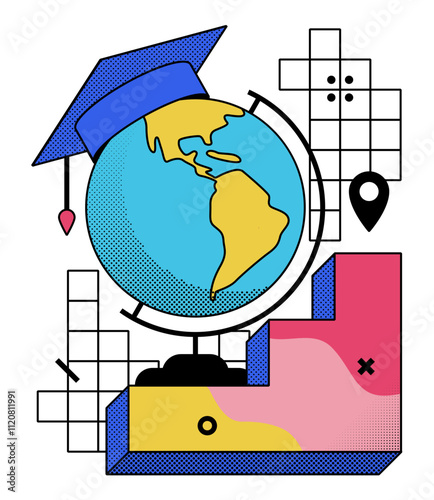 Studying geography with a globe