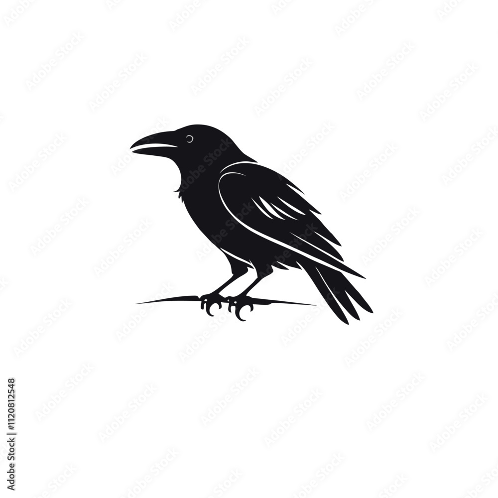 Obraz premium raven or crow bird logo vector illustration design