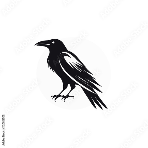 raven or crow bird logo vector illustration design