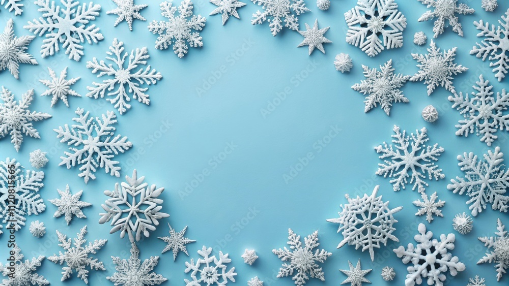 Snowflakes pattern on pastel blue background, snowflakes, pattern, pastel blue, winter, Christmas, flat lay, holiday, festive Snowflakes pattern on pastel blue background, snowflakes, pattern, pastel blue, winter, Christmas, flat lay, holiday, festive