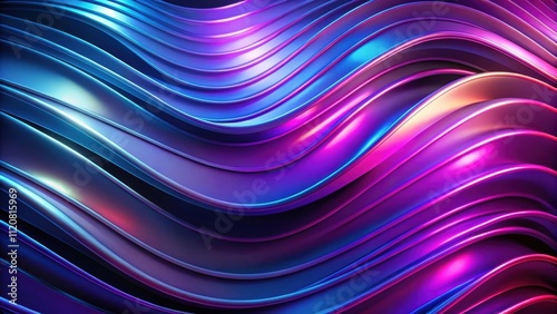 Abstract neon background with fantastic curvy shape, layers and folds. Modern ultraviolet wallpaper, neon, abstract, background