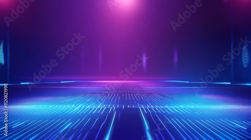 Empty podium synthwave colors, futuristic style