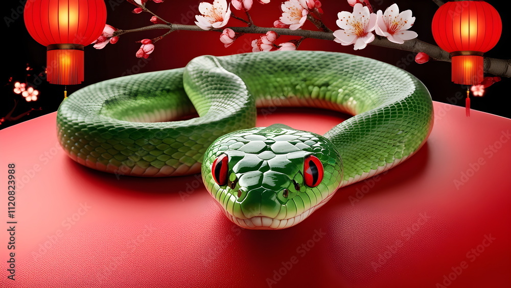 Fototapeta premium Traditional Beauty: Snake Symbol in the Spring Festival