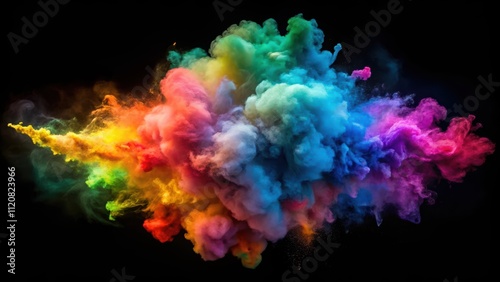 Colorful smoke explosion on black background with cosmic effect, Cosmic, Explosion, Smoke, Colorful, Shockwave, Abstract, Dynamic