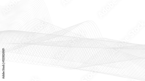 Abstract vector background with black wavy lines. Abstract wave element for design. Digital frequency track equalizer. Stylized line art background.