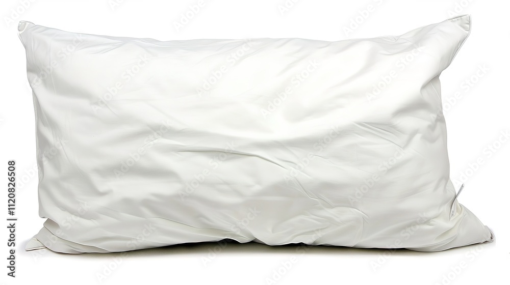 Obraz premium Sleep White Pillow Isolated on White Background, Soft and Plush, Ready to Provide Comfort for a Restful Slumber.