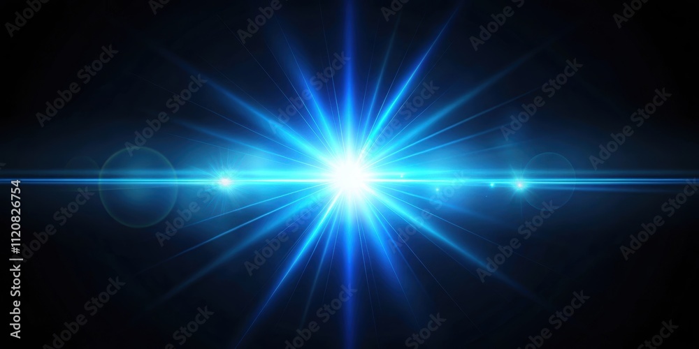 Lens flares and anamorphic lens flare with blue streak filter effects on black background, lens flare Lens flares and anamorphic lens flare with blue streak filter effects on black background, lens flare
