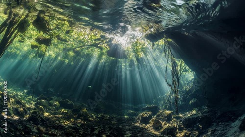 underwater scene with reef