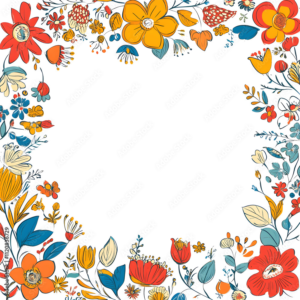 Creative 2D Doodle Floral Illustrations Text Space for Versatile Designs, Greeting Cards, Invitations Creative 2D Doodle Floral Illustrations Text Space for Versatile Designs, Greeting Cards, Invitations