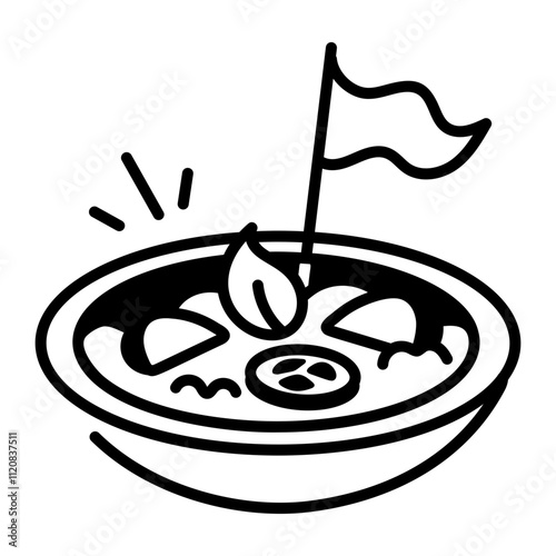 Paella dish icon in hand drawn style 

