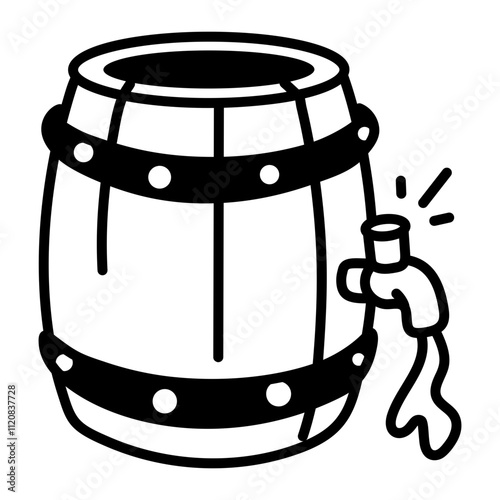 A sketchy icon of a wine barrel 

