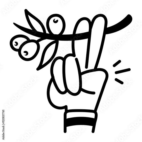 Olive grove icon in hand drawn style 

