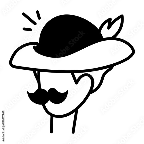 Bullfighter hat icon in hand drawn style 

