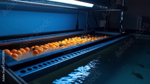 Orange Balls in Water Tank for Aquatic Research photo