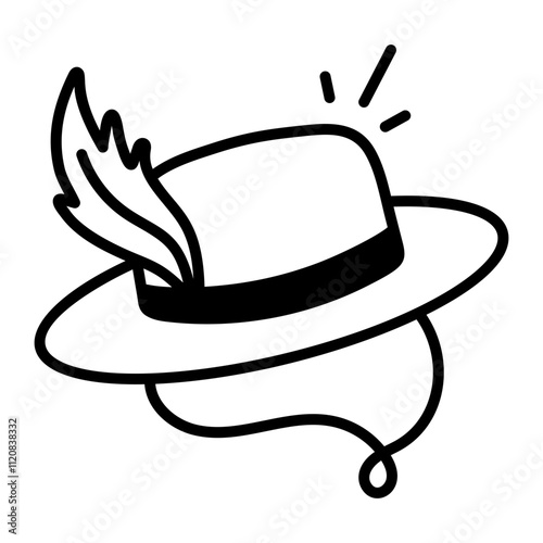 Cordovan hat icon in hand drawn style 


