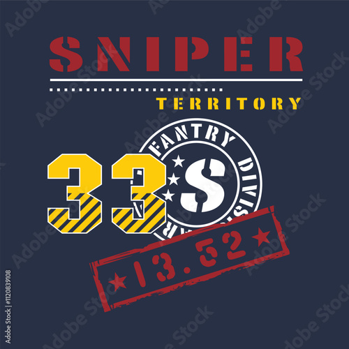 Vector design sniper territory, typography design, t-shirt graphics, print, poster, banner, vector illustration