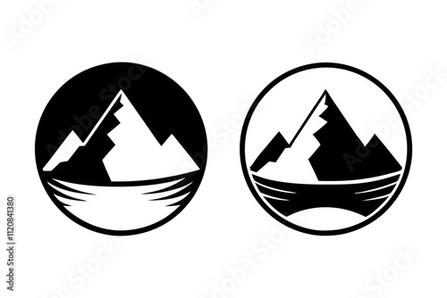 Mountain with river emblem logo vector.