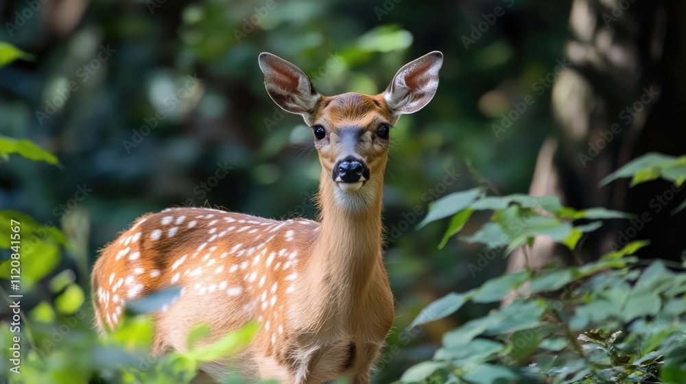Fawn in the Forest Surrounded by Lush Greenery Captured in Natural Habitat with Stunning Detail Fawn in the Forest Surrounded by Lush Greenery Captured in Natural Habitat with Stunning Detail