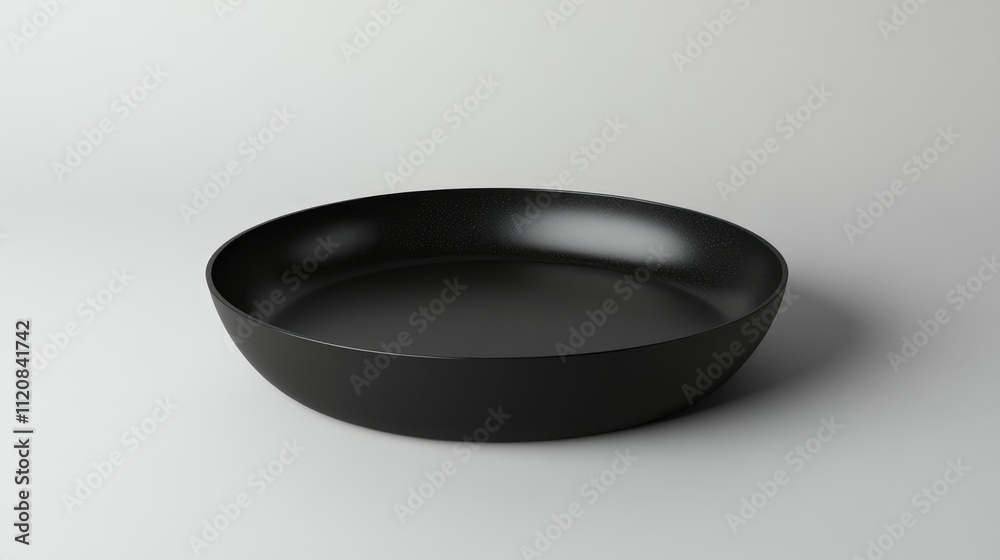 Black baking dish with a smooth surface isolated on a light background for cooking and culinary presentations Black baking dish with a smooth surface isolated on a light background for cooking and culinary presentations