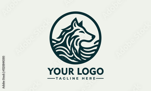 vector logo drawing of a wolfs head in a circle; great for logos, tattoo designs, or naturethemed illustrations in various design projects. photo