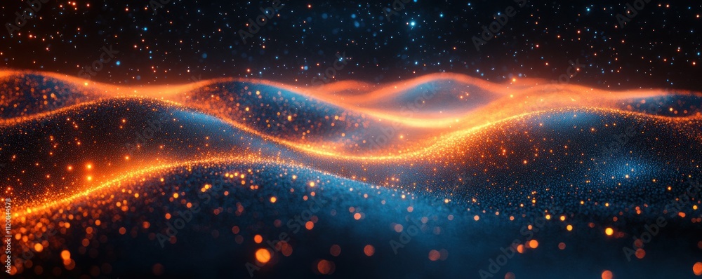 Fototapeta premium Futuristic Digital Landscape Abstract Expressionism with Vibrant Light Trails and Dynamic Motion