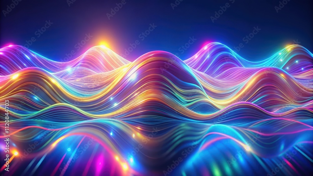 Abstract hologram waves on bright background, hologram, abstract, technology, futuristic, digital, virtual, innovation, glow, neon Abstract hologram waves on bright background, hologram, abstract, technology, futuristic, digital, virtual, innovation, glow, neon