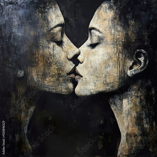 The Kiss: A Darkly Romantic Portrait Painting photo