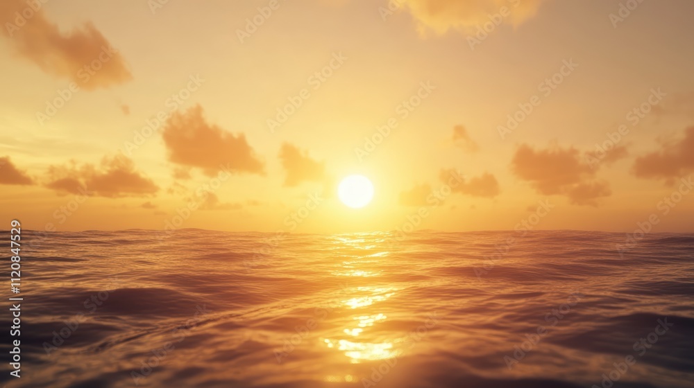 Golden hour sunset over calm sea with vibrant orange sunlight reflecting on water creating serene horizon landscape Golden hour sunset over calm sea with vibrant orange sunlight reflecting on water creating serene horizon landscape