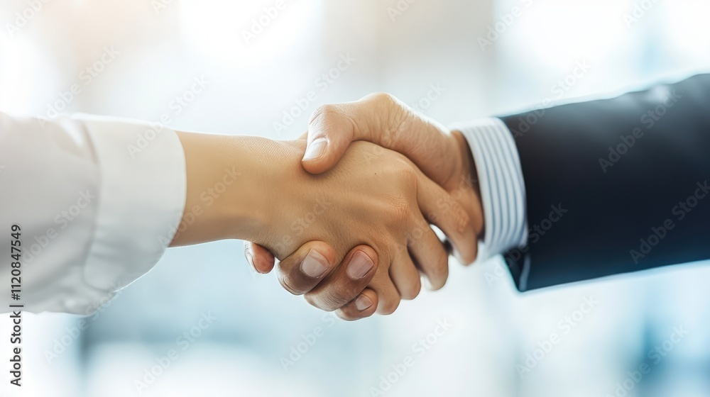 Professional handshake symbolizing successful teamwork and partnership in a business meeting featuring two colleagues congratulating each other Professional handshake symbolizing successful teamwork and partnership in a business meeting featuring two colleagues congratulating each other