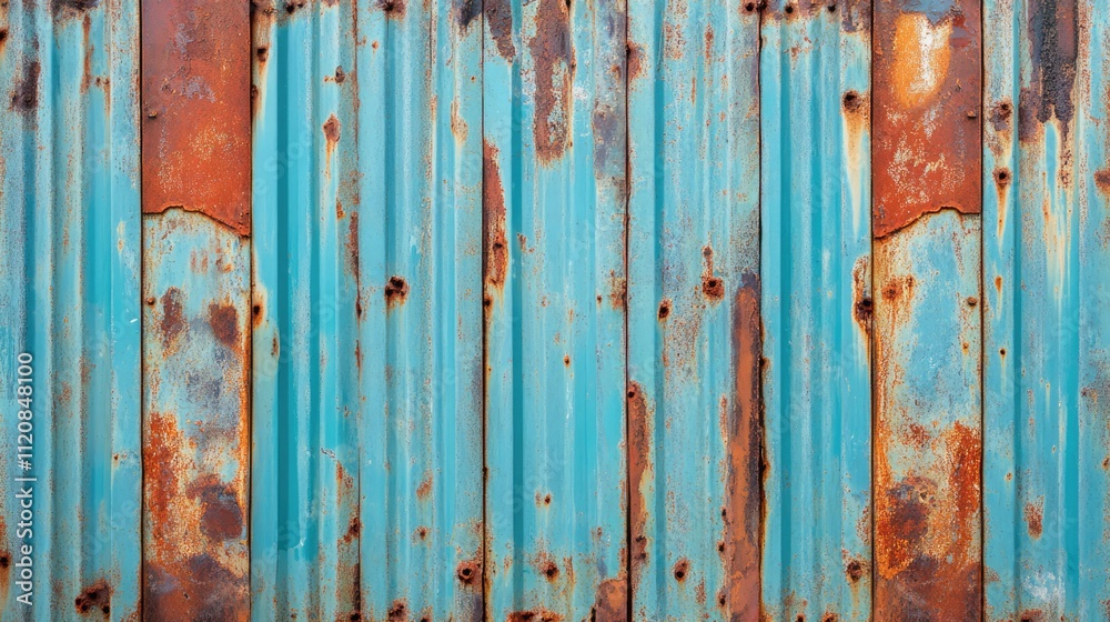 Rusted metal texture with blue and orange hues showcasing weathered and oxidized steel panels in a grunge background. Rusted metal texture with blue and orange hues showcasing weathered and oxidized steel panels in a grunge background.
