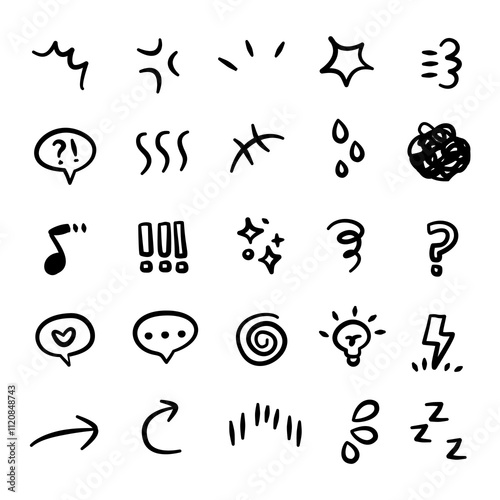 set of handrawn icons