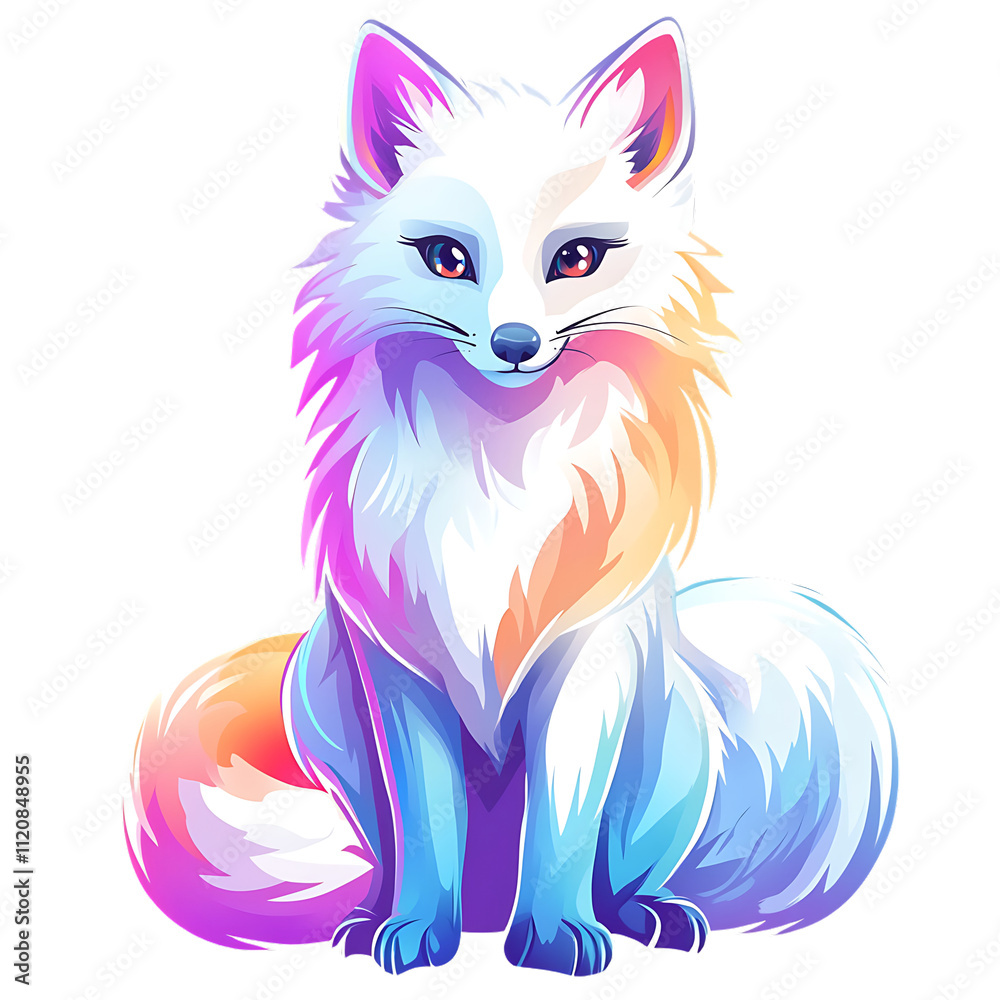 Colorful Artistic Illustration of a Stylized Arctic Fox Colorful Artistic Illustration of a Stylized Arctic Fox