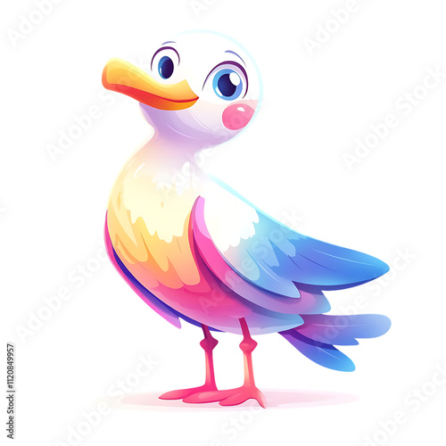 Colorful Cartoon Bird with a Playful Expression and Vibrant Feathers