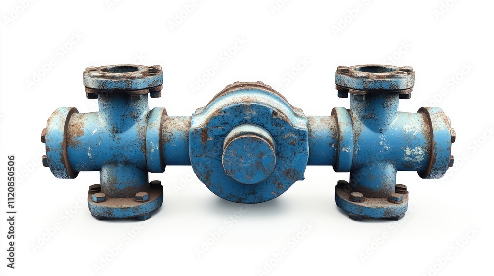 Blue cast iron pipeline valve with rubber clamp mount and flanged connections for plumbing and industrial applications Blue cast iron pipeline valve with rubber clamp mount and flanged connections for plumbing and industrial applications