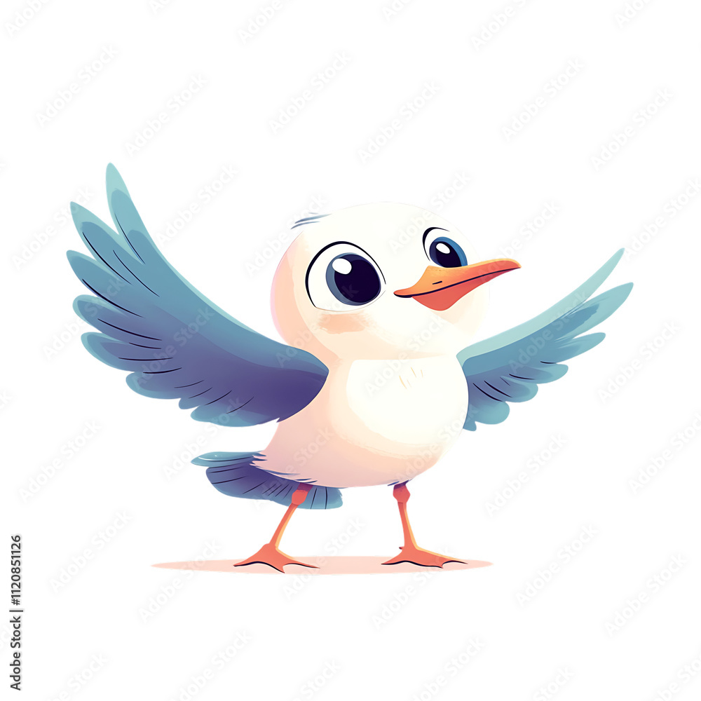 Happy Cartoon Bird with Wings Spread and Cheerful Expression Happy Cartoon Bird with Wings Spread and Cheerful Expression