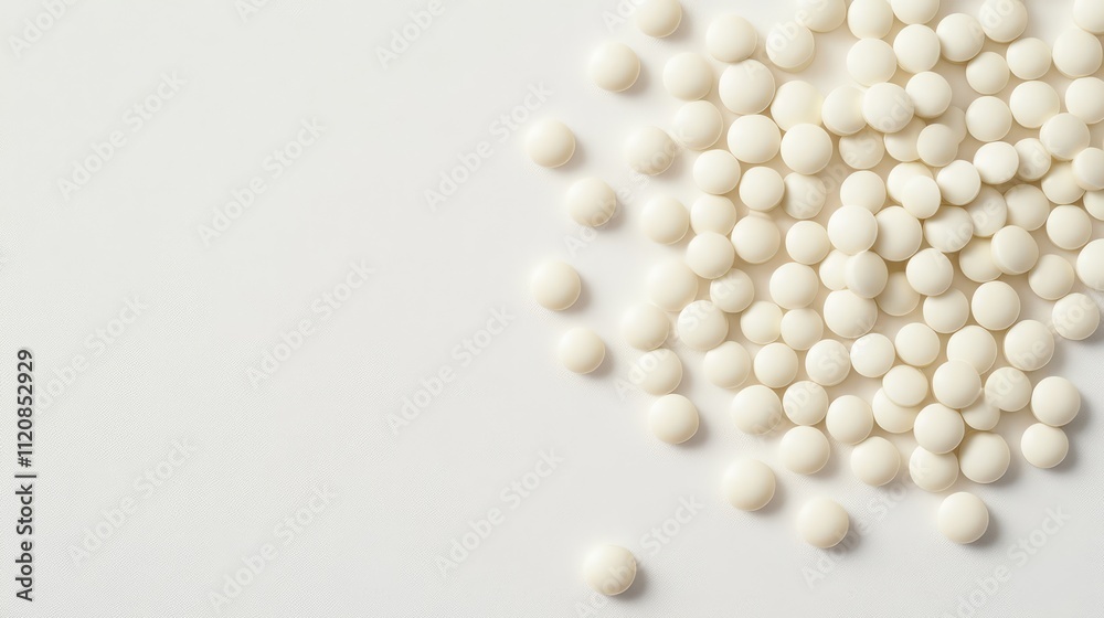 Lentil capsules scattered on a white surface showcasing herbal remedies and natural supplements for health and wellness. Lentil capsules scattered on a white surface showcasing herbal remedies and natural supplements for health and wellness.