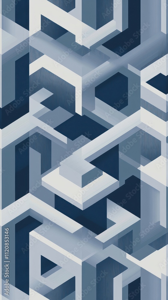 Abstract Geometric Pattern In Shades Of Blue And White Abstract Geometric Pattern In Shades Of Blue And White