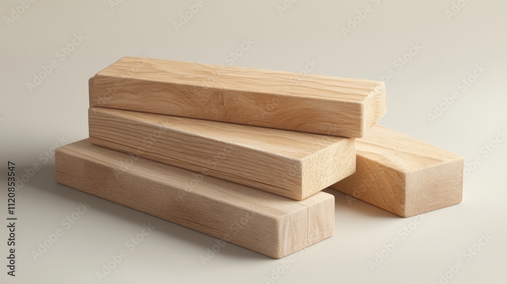 Stack of smooth wooden lumber boards arranged on a neutral background showcasing natural wood texture and craftsmanship. Stack of smooth wooden lumber boards arranged on a neutral background showcasing natural wood texture and craftsmanship.
