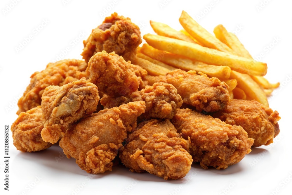 Crispy Fried Chicken Wings, Nuggets & Fries: High-Resolution Food Photography
