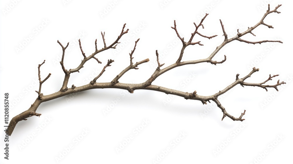 Dry, leafless tree branches isolated on a white background, evoking summer's harsh conditions and nature's resilience. Dry, leafless tree branches isolated on a white background, evoking summer's harsh conditions and nature's resilience.