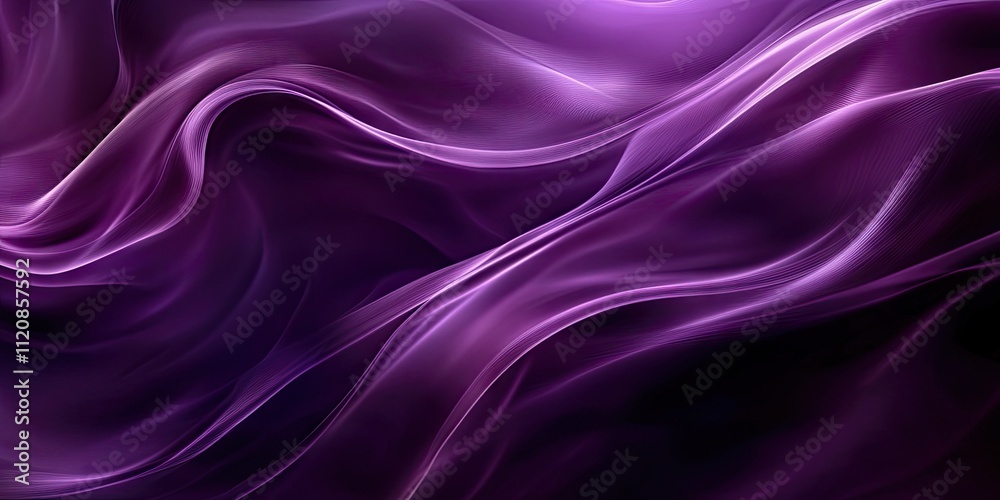 Fototapeta premium Abstract dark purple gradient with wavy lines that overlap and fade into a dreamy, smooth texture, suitable for modern digital designs.