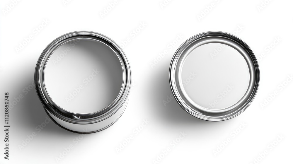 Paint can with open lid and closed cap on white background for art and home improvement projects Paint can with open lid and closed cap on white background for art and home improvement projects