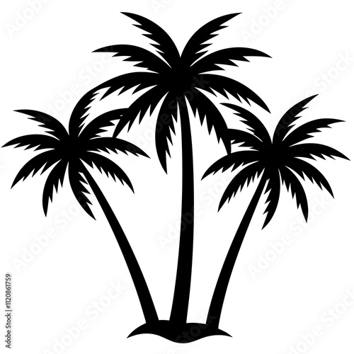 Coconut tree. Coconut trees silhouette. Three coconut trees. Silhouette. Silhouette Vector. Tree Vector.